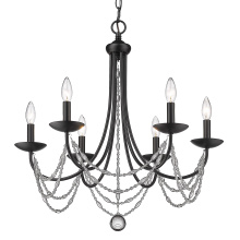 Golden 7644-6 BLK - Golden Lighting Mirabella 6-light Chandelier in Matte Black
